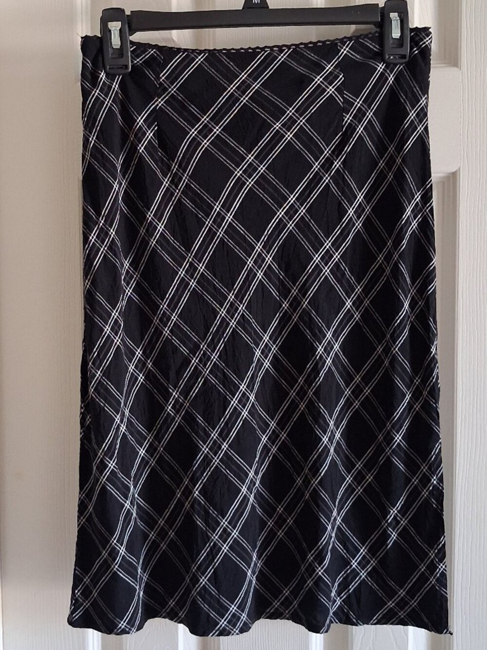 Vintage Y2K Aeropostale A-Line Plaid Skirt SZ S Black White Grunge Academia EUC